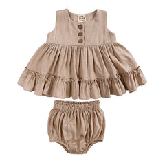 Baby Girls Princess Party Ruffle Dress + Shorts Outfit