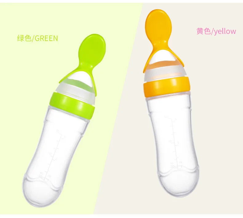 Baby Silicone Squeeze Feeding Bottle Spoon
