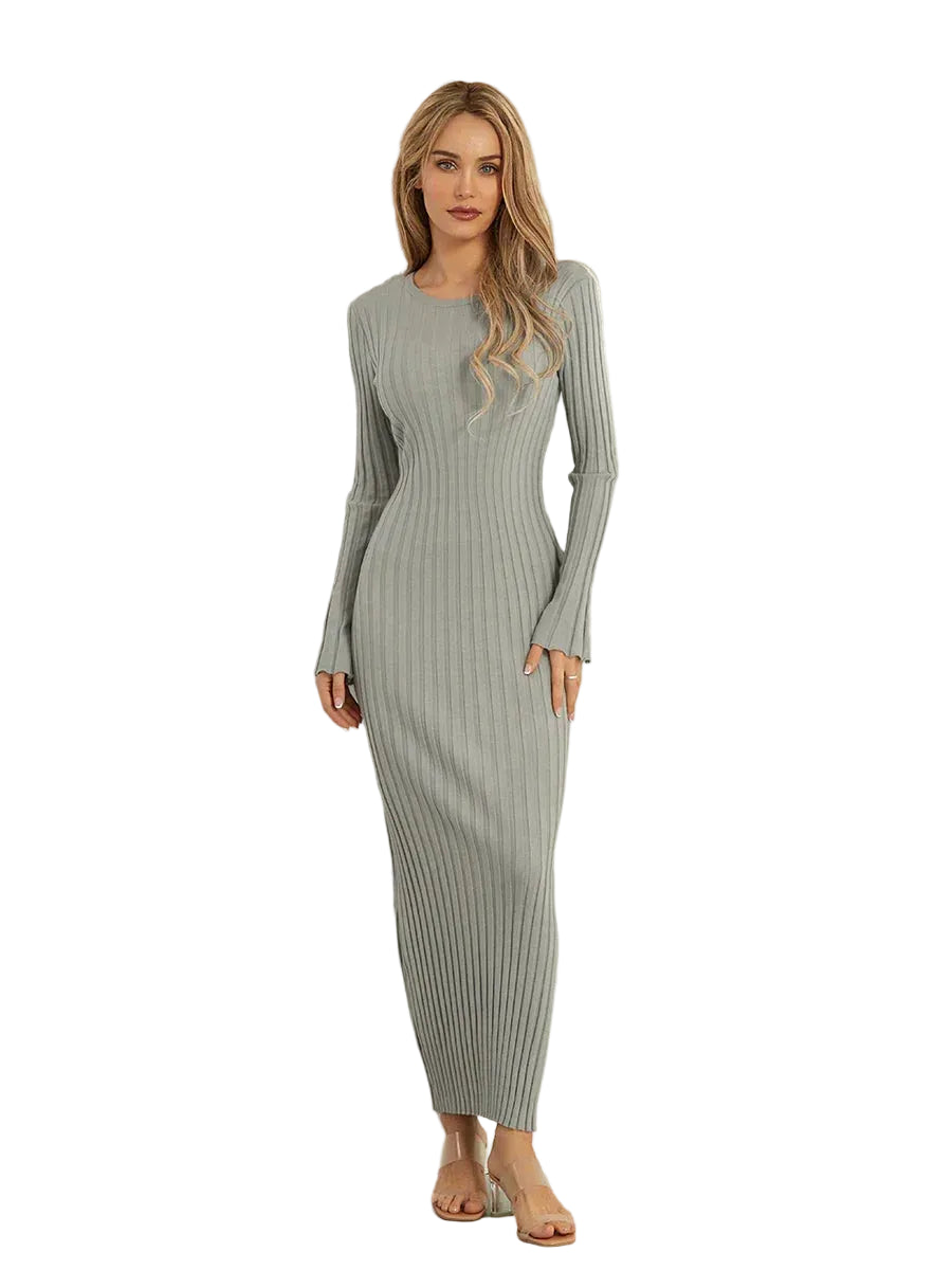 Women Casual Ribbed Knitted Dress