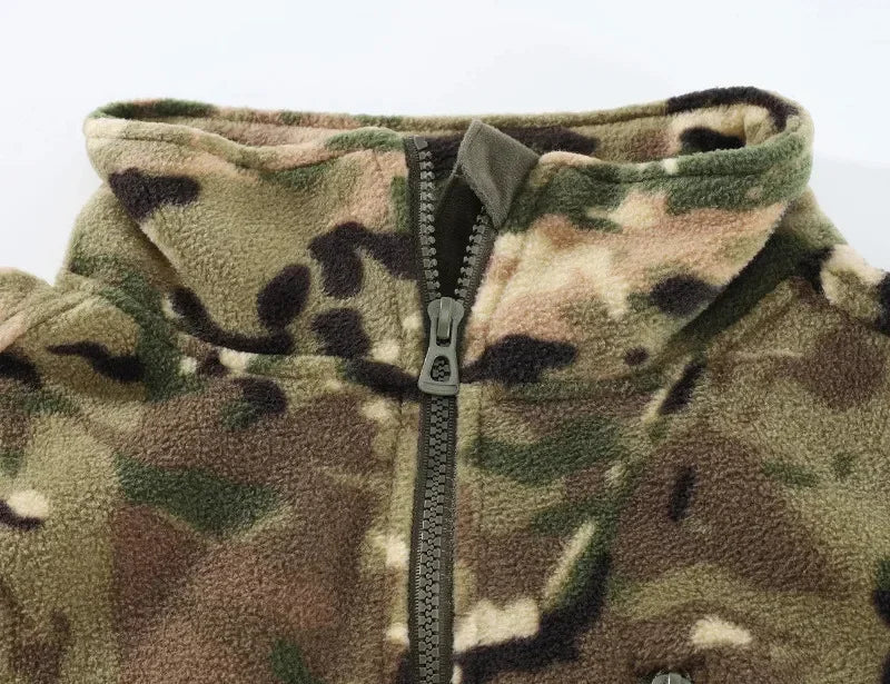 Men Camouflage Zipper Double-sided Polar Fleece Jacket