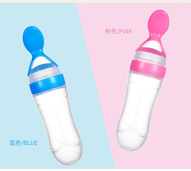 Baby Silicone Squeeze Feeding Bottle Spoon