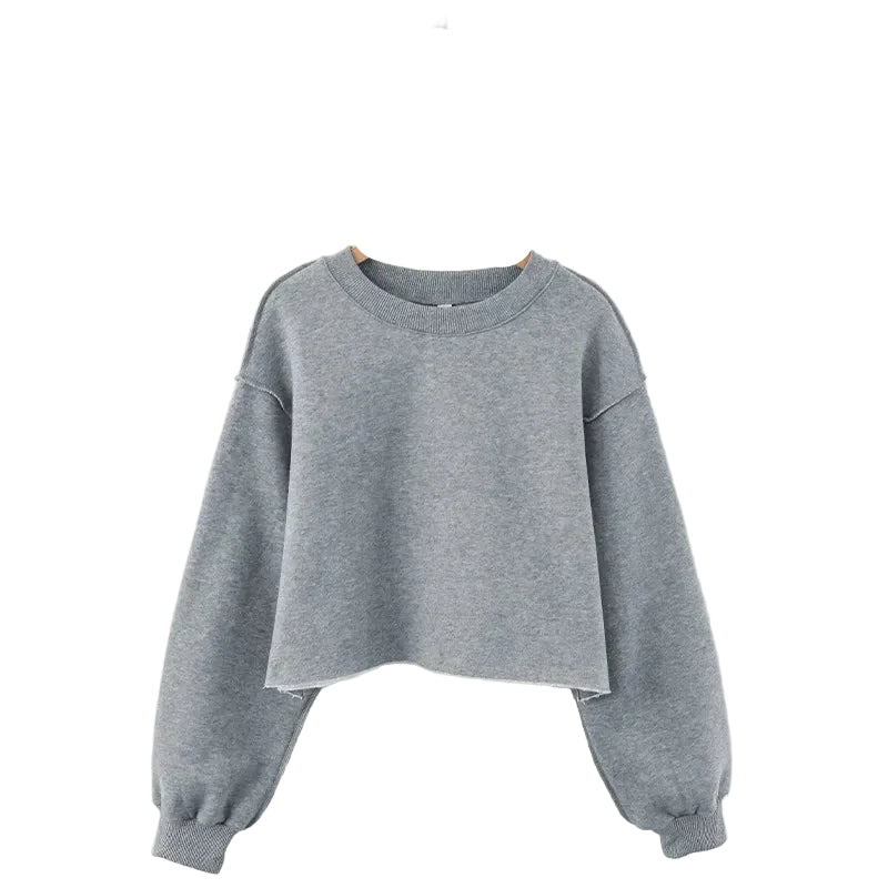 Women Casual Long Sleeve Short Sweatshirts Pullovers