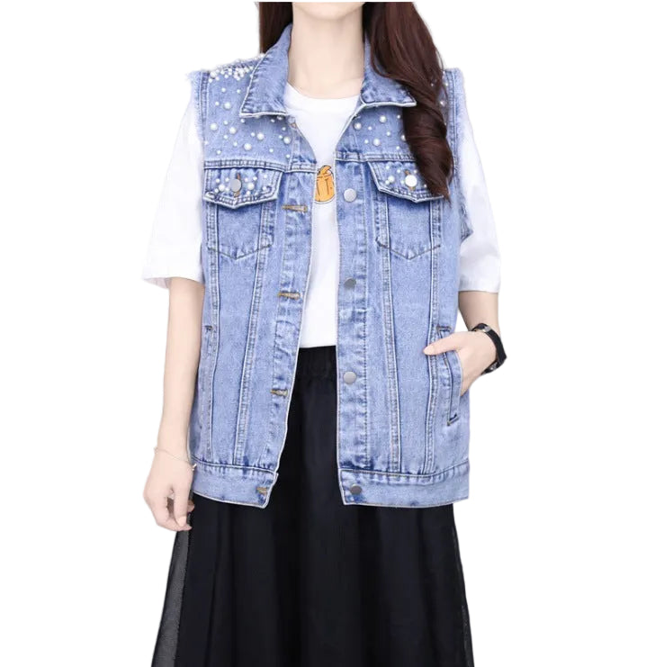 Women Casual Embellished Denim Jacket