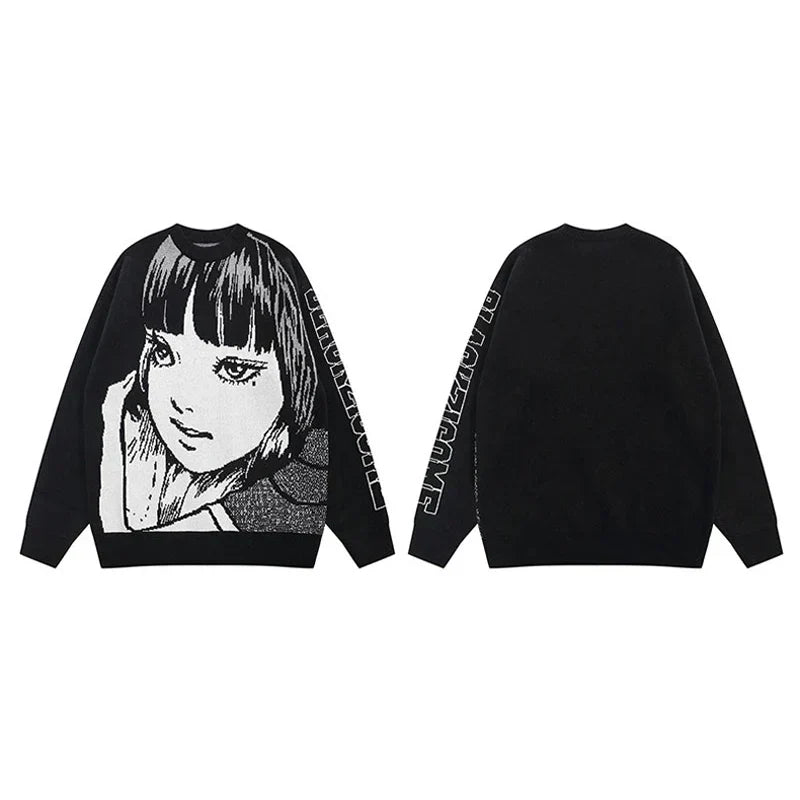 Women Anime Knit Vintage Cashmere Sweater