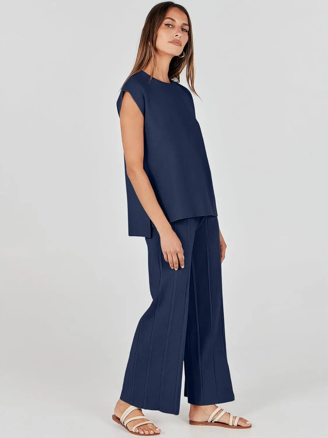 Women Casual Sleeveless Sweater Co Ord Suit