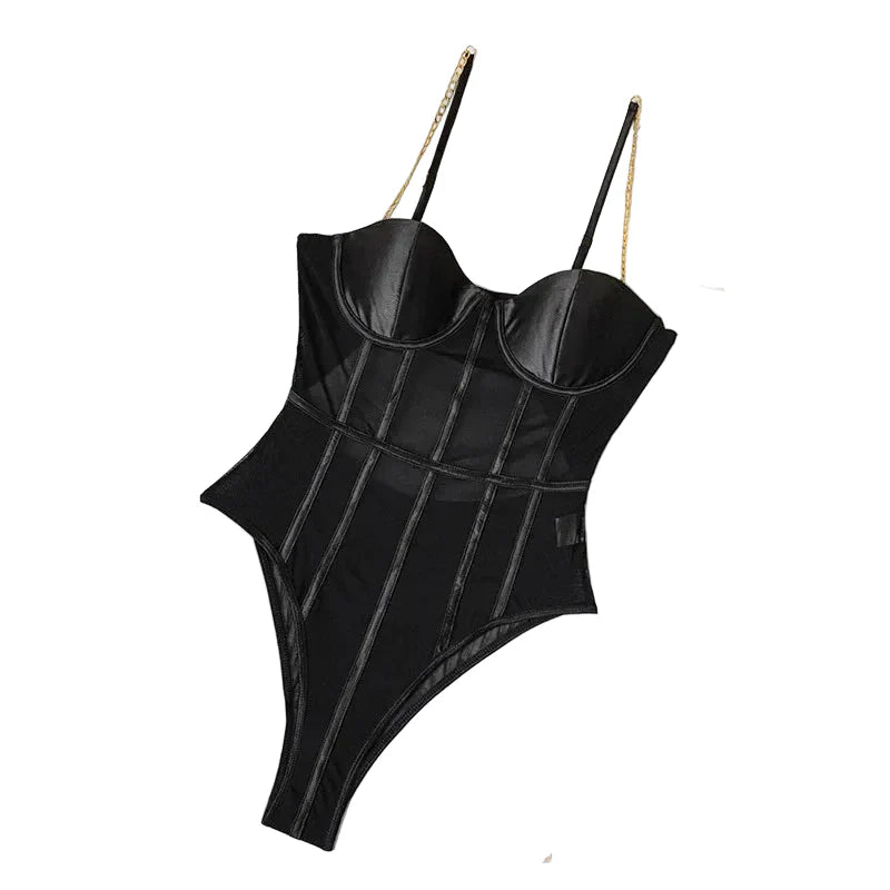 Women Sexy Push Up Lace Sleeveless Bodysuit
