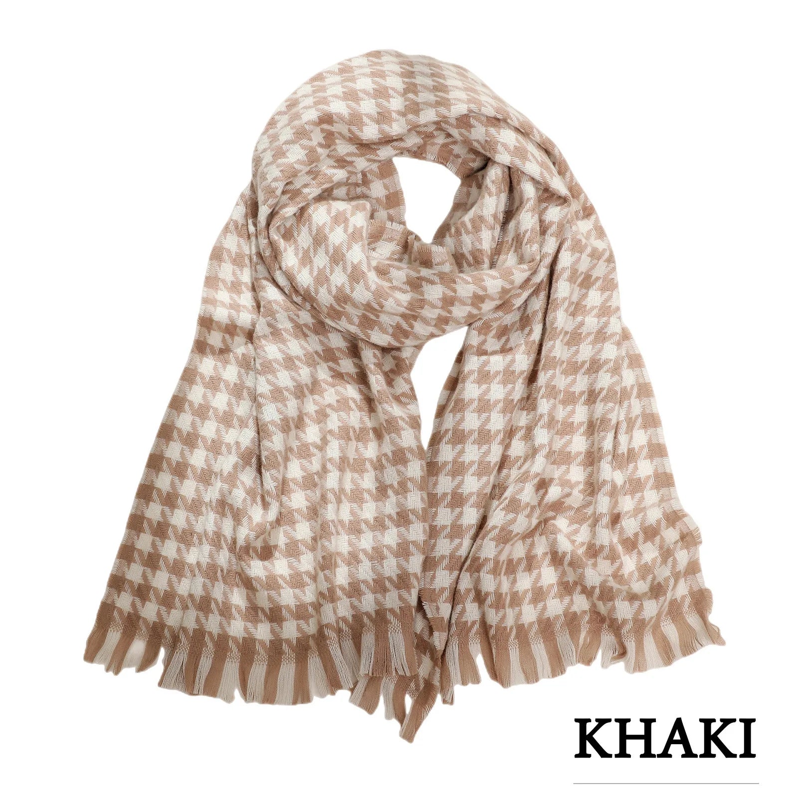 Women Tassel Plaid Headdress Warm Scarf
