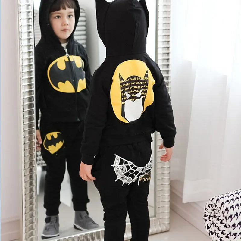 Kids Boys Black Hooded Sweater Tops & Long Pants Set