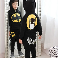 Kids Boys Black Hooded Sweater Tops & Long Pants Set