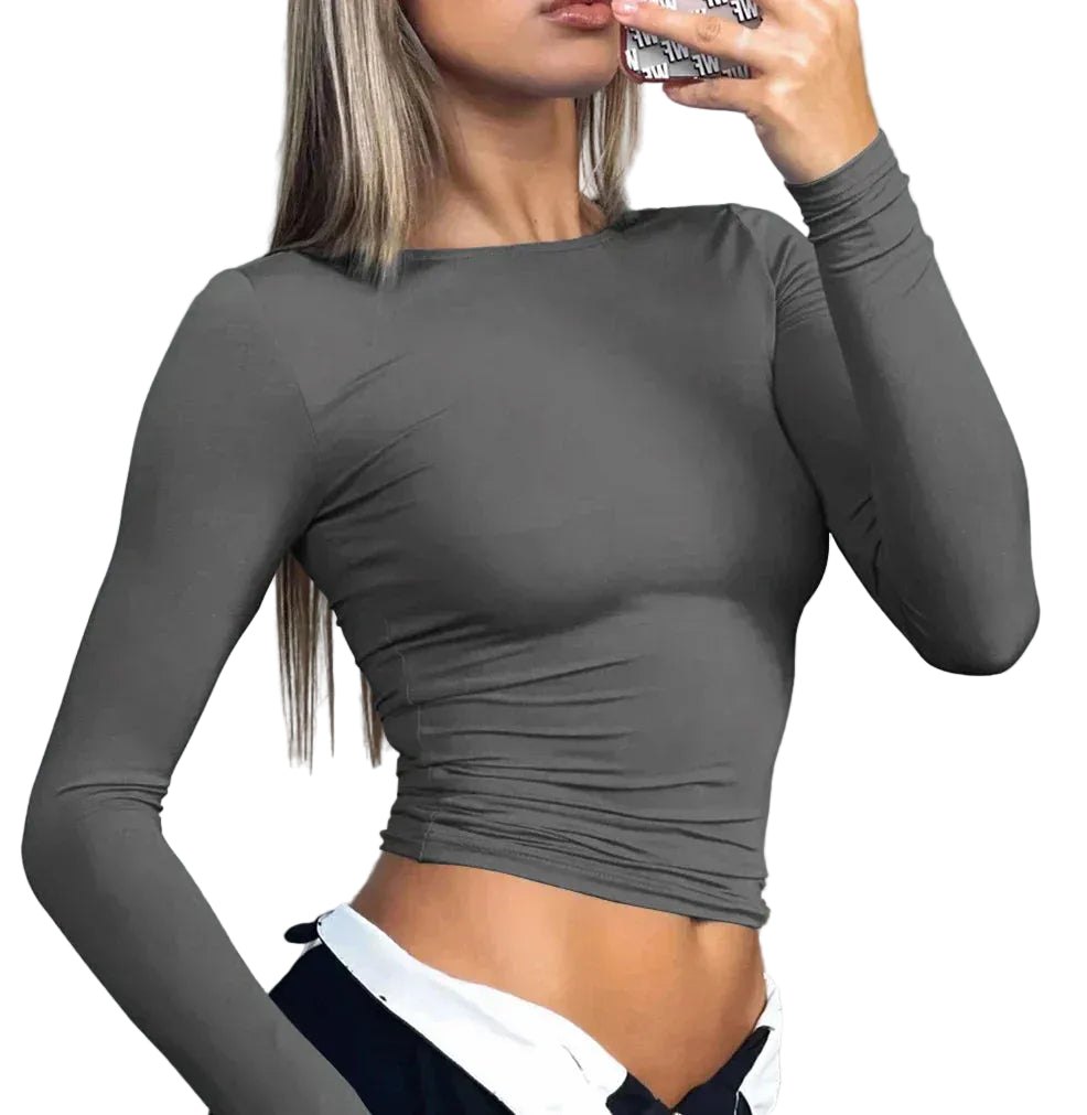 Women Casual Long Sleeve T-Shirts Crew Neck Pullovers