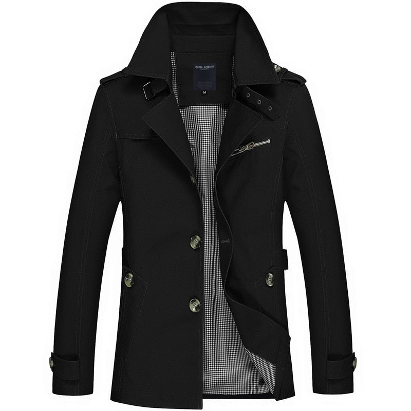 Mens Long Cotton Windbreaker Jacket