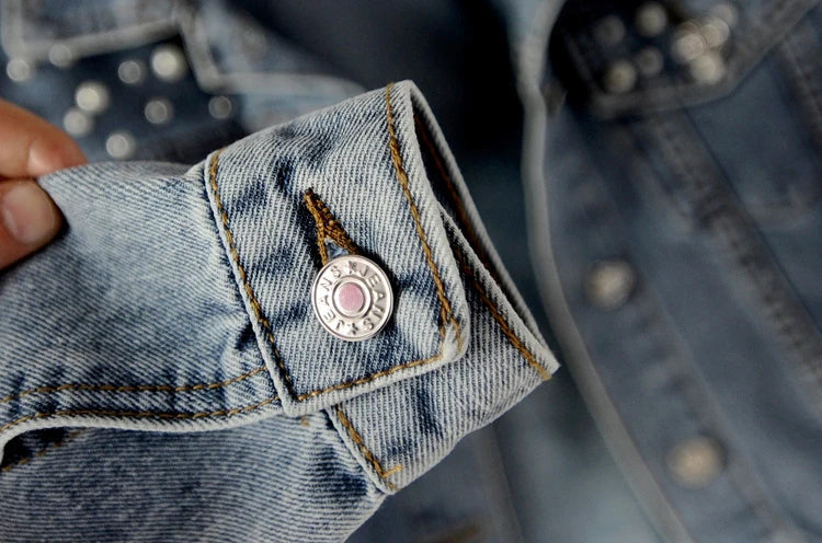 Women Casual Embellished Denim Jacket