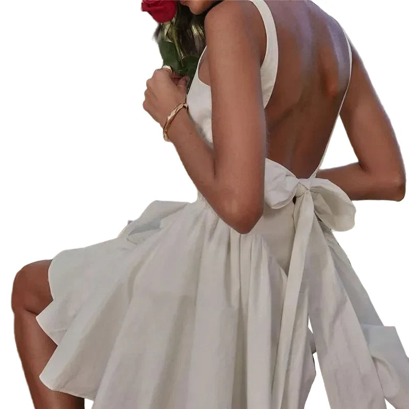 Woman Elegant White Evening Dress