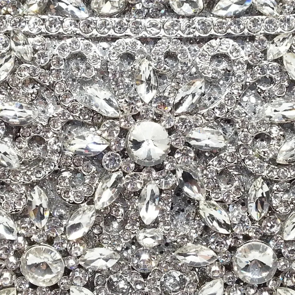 Women Boutique Crystal Flower Clutch Handbag