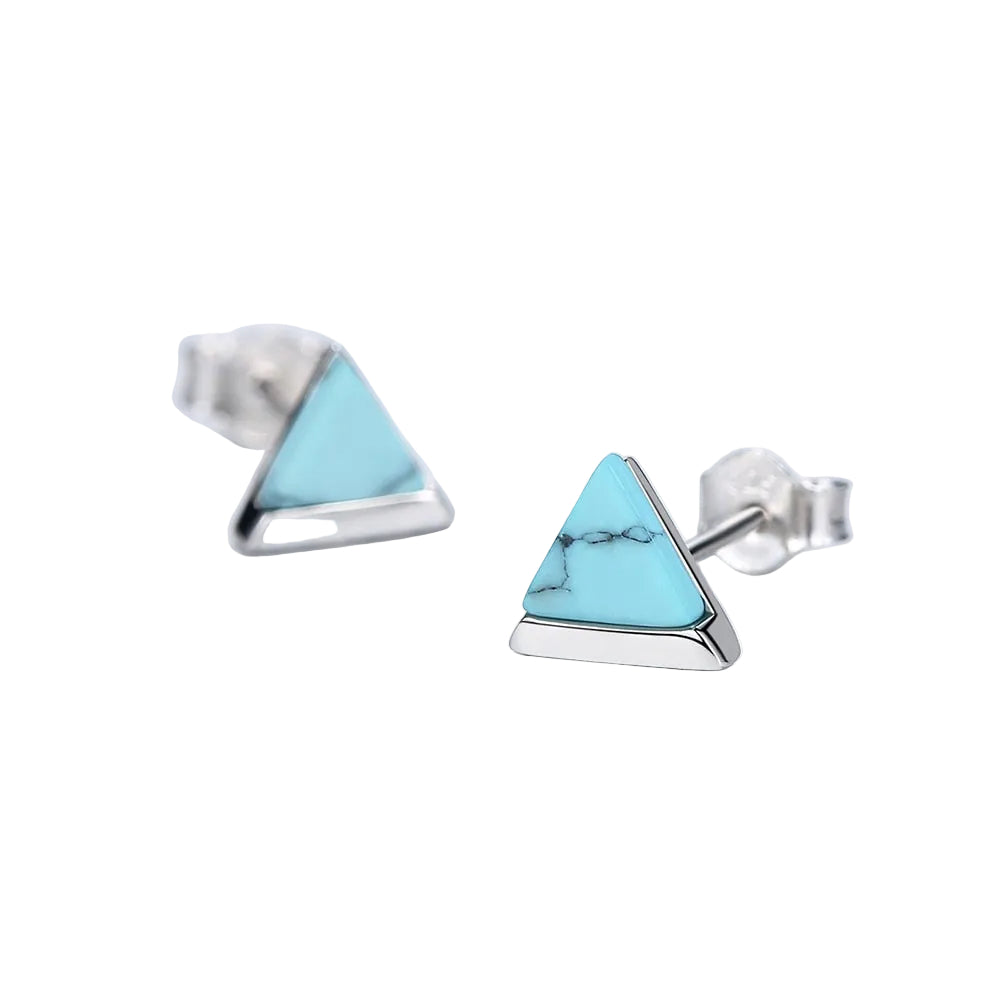Sterling Silver 925 Turquoise Triangle Stud Earrings