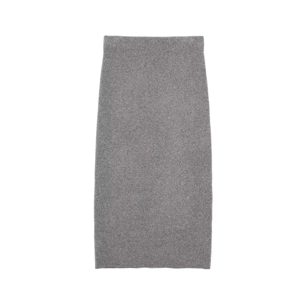 Women V-Neck Irregular Cardigans Knitted Elegant Skirt Grey Two Piece Outfits
