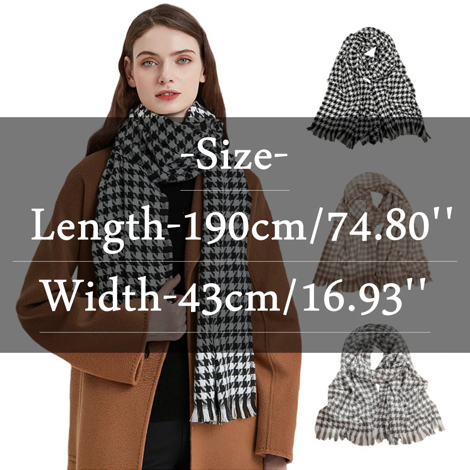 Women Tassel Plaid Headdress Warm Scarf