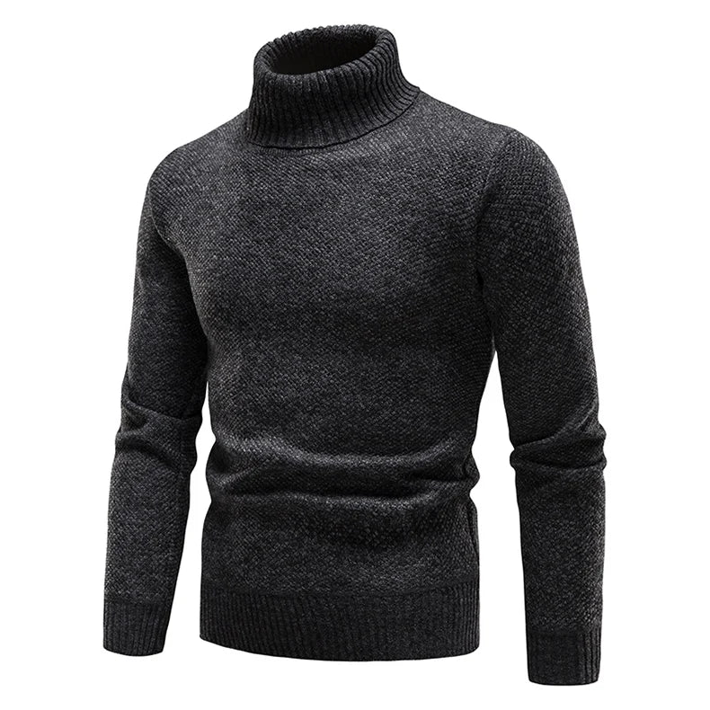 Men Winter Pullover Fleece Turtleneck Sweater