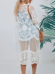 Women Casual Embroidered Flower Cover Up