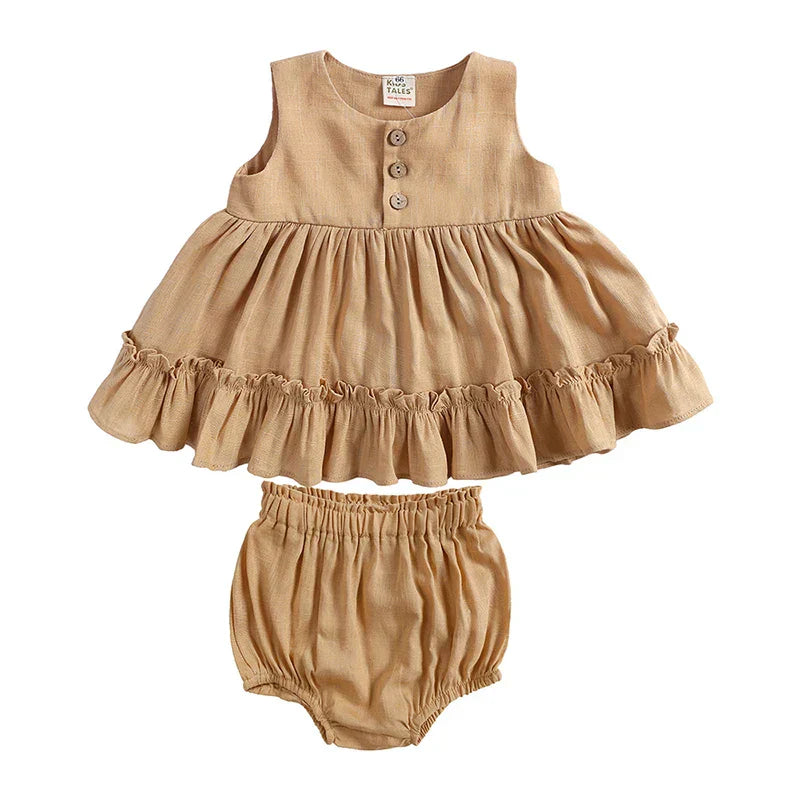 Baby Girls Princess Party Ruffle Dress + Shorts Outfit
