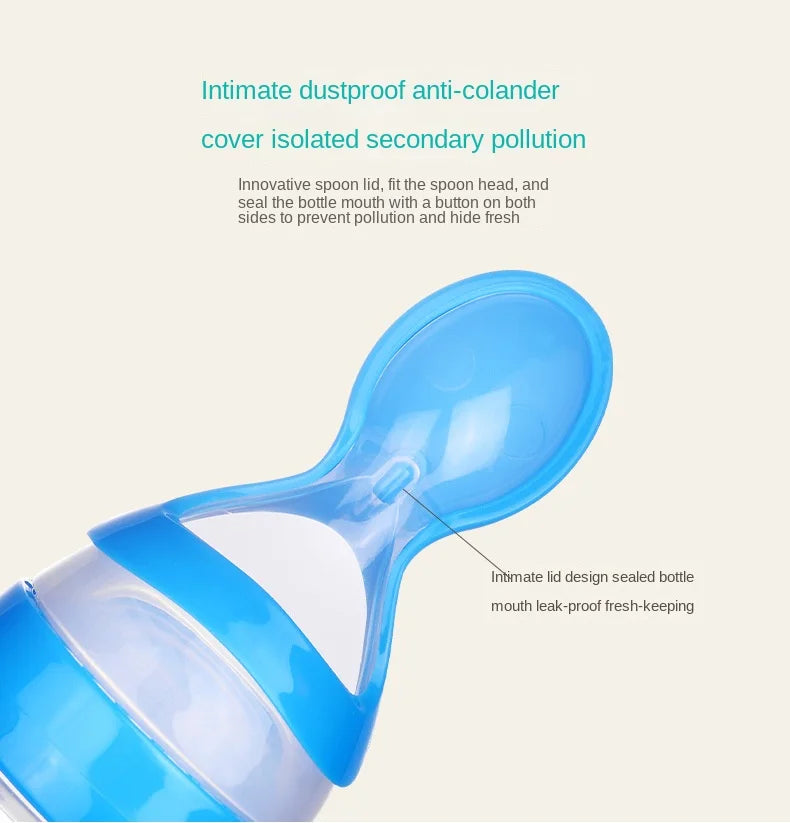 Baby Silicone Squeeze Feeding Bottle Spoon