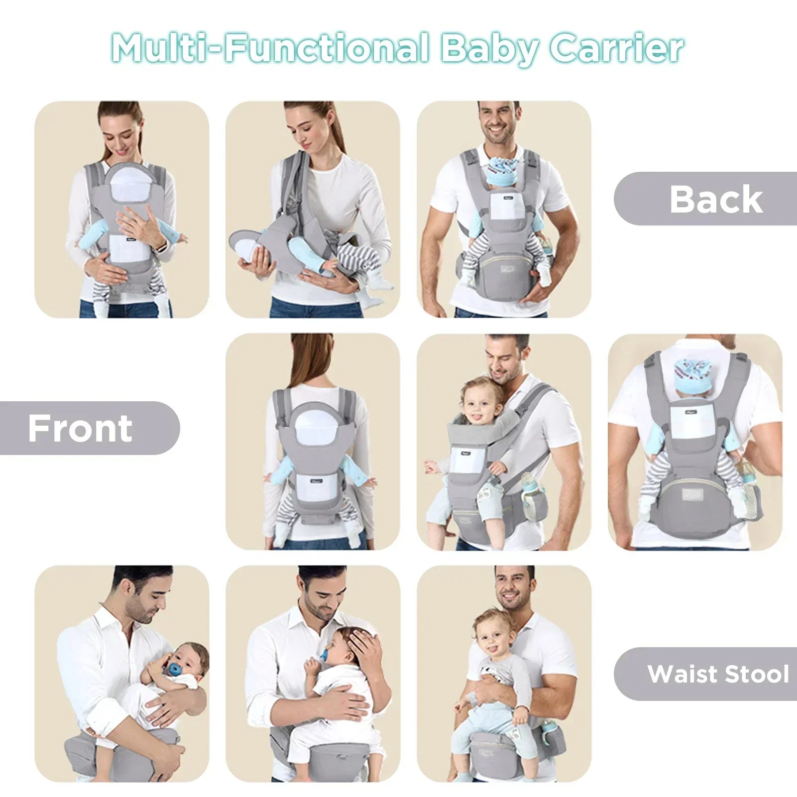 Kids Toddler Multi-use Cotton Backpack Baby Carrier