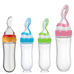 Baby Silicone Squeeze Feeding Bottle Spoon