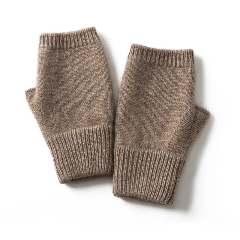 Women 100% Cashmere Knitted Fingerless Thermal Gloves