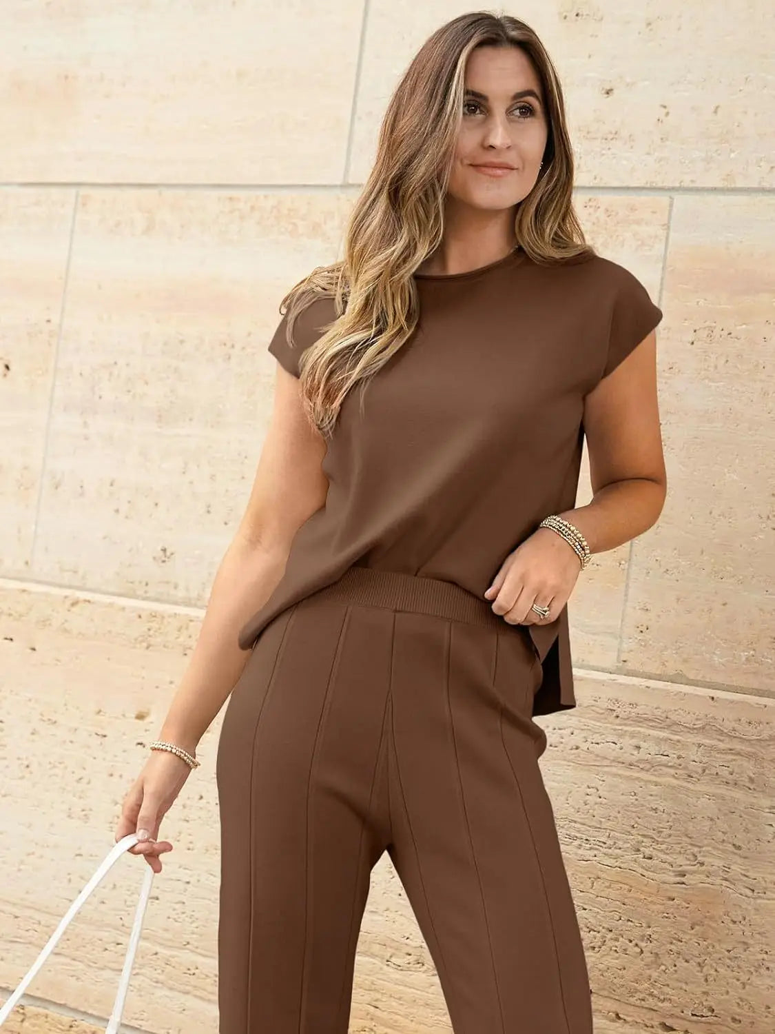 Women Casual Sleeveless Sweater Co Ord Suit