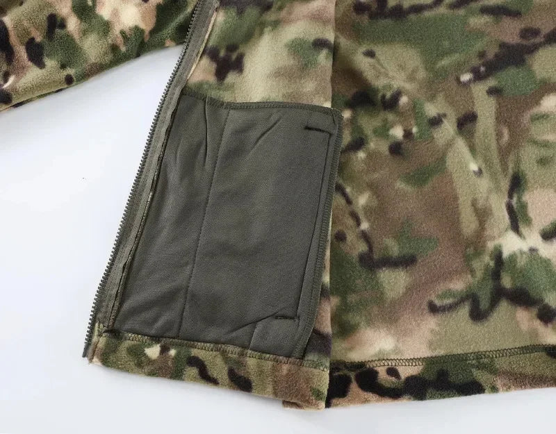 Men Camouflage Zipper Double-sided Polar Fleece Jacket