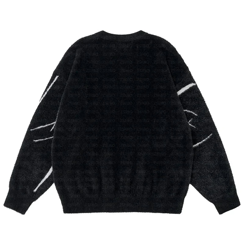 Women Vintage Harajuku Gothic Print Knit Sweater