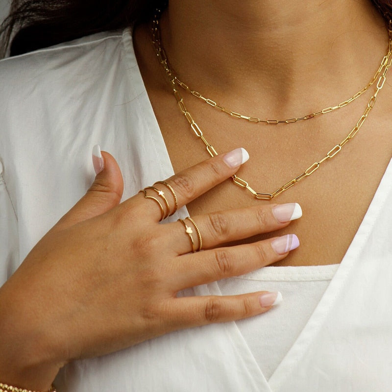 Women 14K Gold Filled Sparkle Stacking Rings