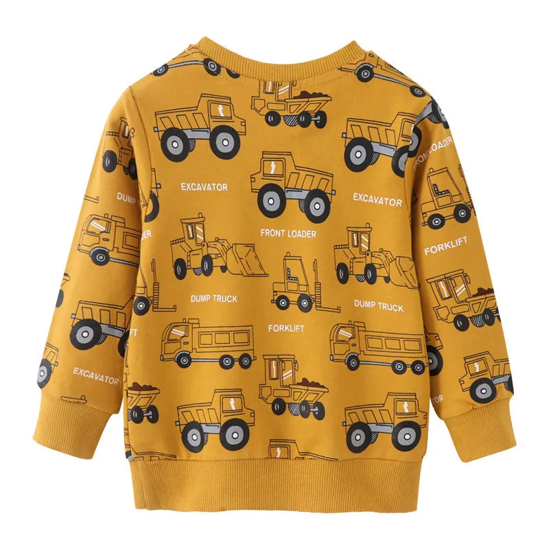Kids Boys Cars Print Long Sleeve Pullover Sweats