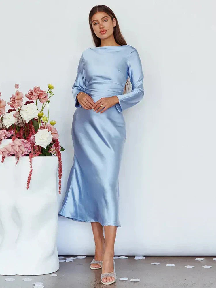 Women Bodycon Long Sleeve Evening Dress