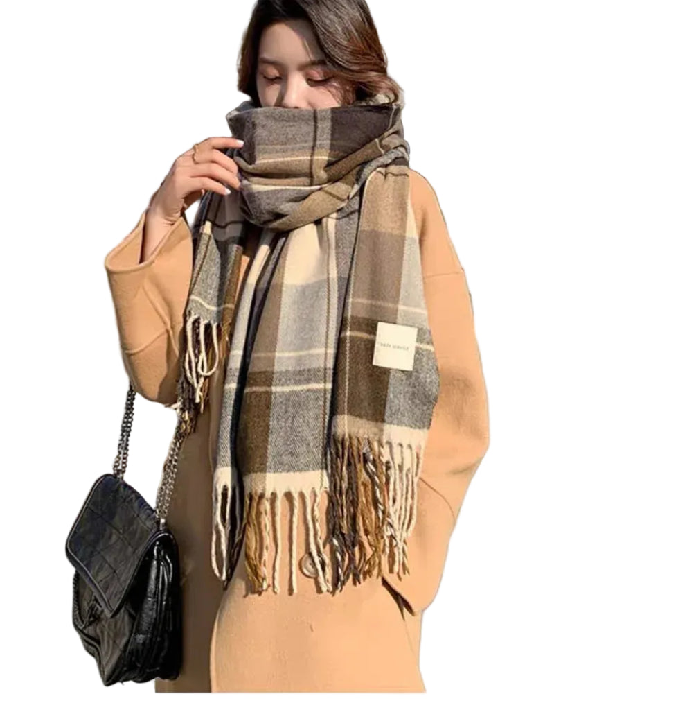 Women Winter Cashmere Tassel Knitted Foulard Blanket Shawl
