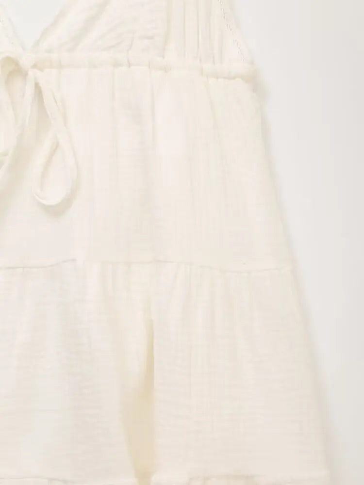 Women Cotton White Sleeveless A-line Tops