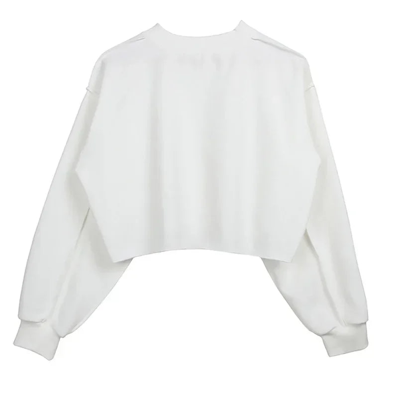 Women Casual Long Sleeve Short Sweatshirts Pullovers