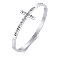 Women Cuff Bangles Cross Crystal Bracelets