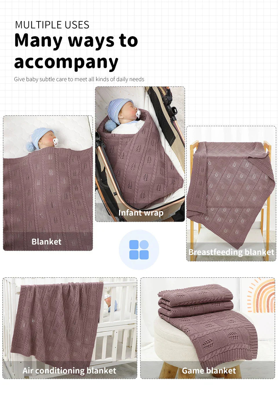 Baby Newborn Swaddle Wrap Knit Blankets