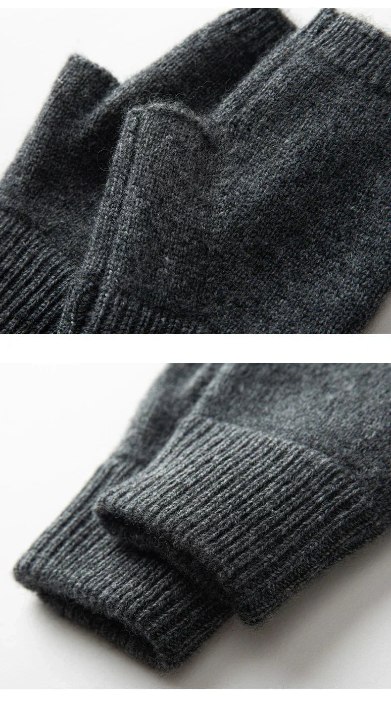Women 100% Cashmere Knitted Fingerless Thermal Gloves