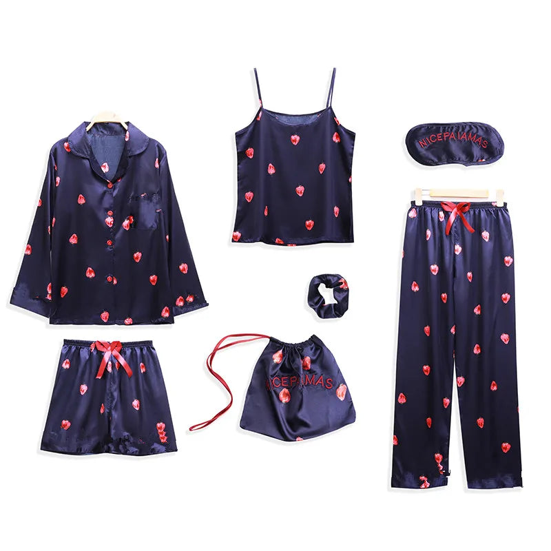 Women Silk Long Sleeve + Pants Loungewear Sets