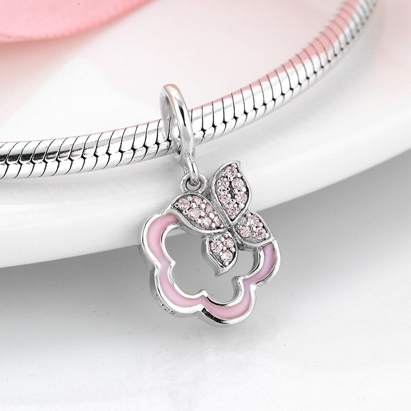 Women Accessories 925 Sterling Silver Ribbon Chocolate Heart Bead Bracelet