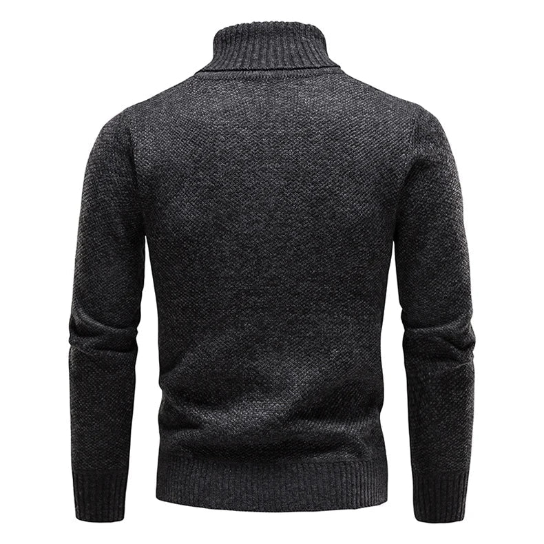 Men Winter Pullover Fleece Turtleneck Sweater