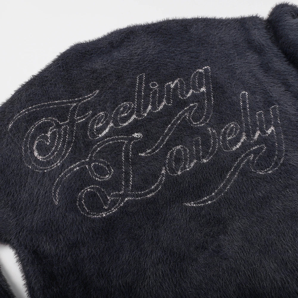 Women Angels Embroidery Cashmere Design Knitted Oversized Sweater