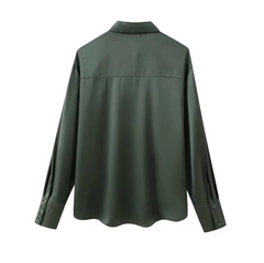Women Wide Wrist Sleeve Loose Shirt + Vintage Pants Suits