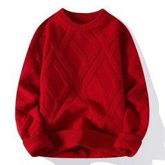 Men Casual Round Neck Loose-fit Knitted Pullover Sweaters