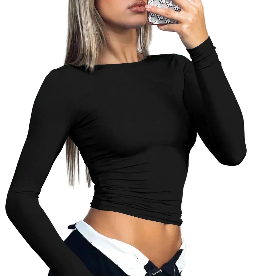 Women Casual Long Sleeve T-Shirts Crew Neck Pullovers