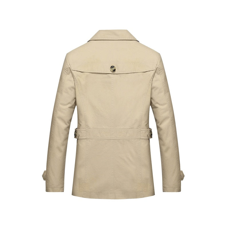 Mens Long Cotton Windbreaker Jacket