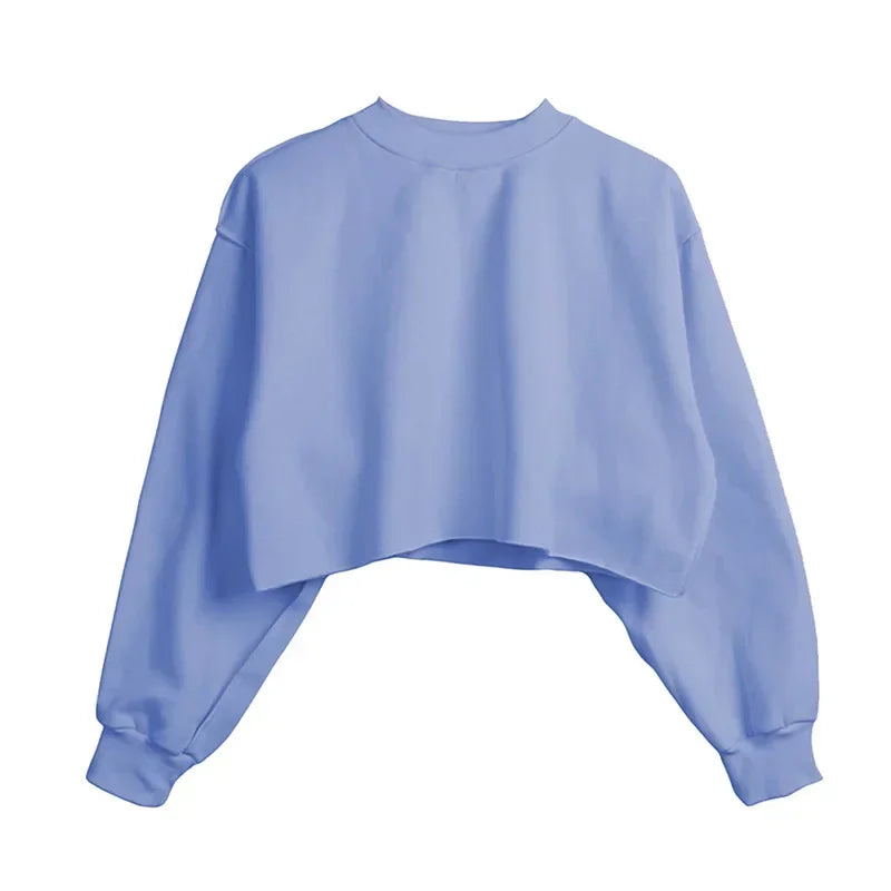 Women Casual Long Sleeve Short Sweatshirts Pullovers