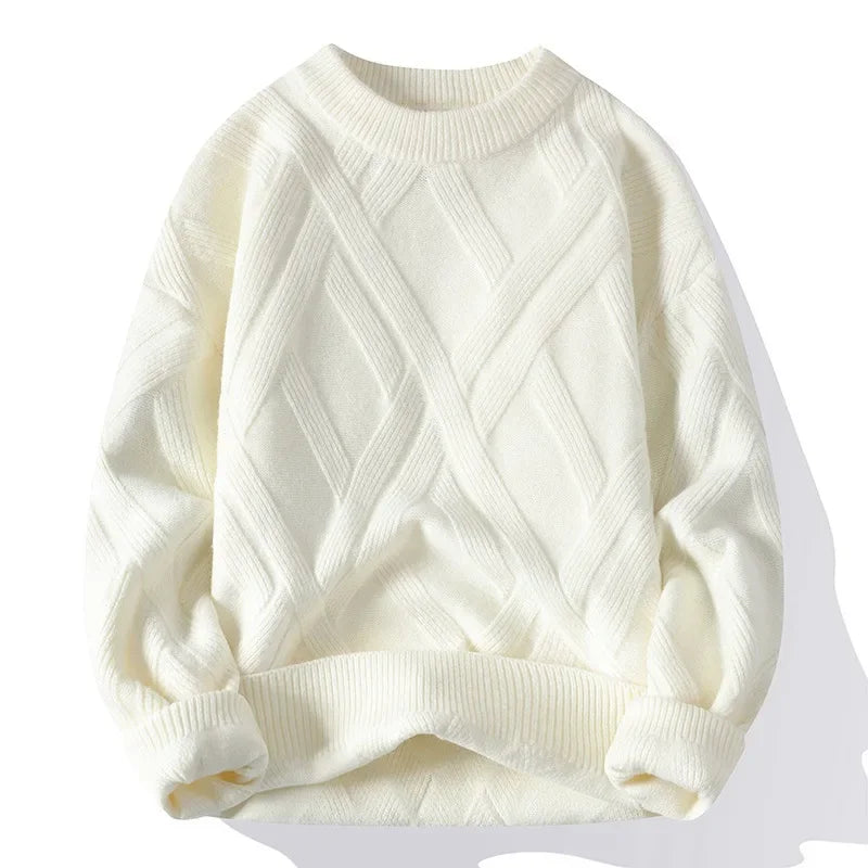 Men Casual Round Neck Loose-fit Knitted Pullover Sweaters
